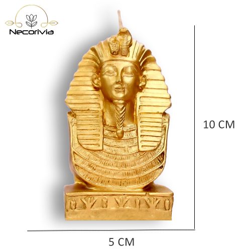 Gold candle bust of Tutankhamun featuring detailed ancient Egyptian craftsmanship.